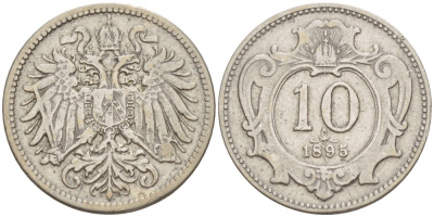 АВСТРИЯ 10 ГЕЛЛЕРОВ 1895 ФРАНЦ ИОСИФ (1848-1916) KM 2802 никель 4548-115