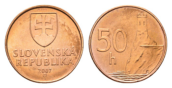 Словакия 50 геллеров 2007 KM 35 сталь плакированная медью 4685-646