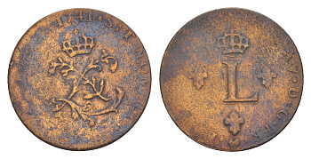 Франция 2 соля 1741 Людовик XV (1715-1774) KM 500 серебро 4651-1058