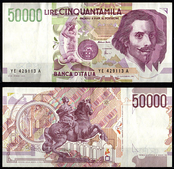 Италия 50000 лир 1992 Pick 116 c бумага 7205-3-3-1