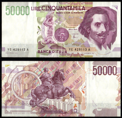 Италия 50000 лир 1992 Pick 116 c бумага 7205-3-3-1