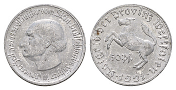 Вестфалия 50 пфеннигов 1921 Генрих Фридрих Штейн Funck 599.1, Men18 33512.1 алюминий 4642-514