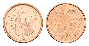 Испания 1 евроцент 2025 тираж 2.500 экземпляров KM 1144 сталь плакированная медью BU 4174-831