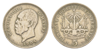 Гаити 5 сантимов 1904 KM 54 медно-никель 4644-244