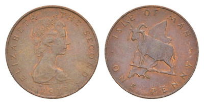 Остров Мэн 1 пенни 1977 PM, Елизавета II (1952-2022) KM 33 бронза 4651-949