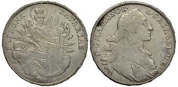 Бавария 1 талер 1769 Максимилиан III Иосиф (1745-1777) KM 234.1, Dav 1953 серебро 1517-1433