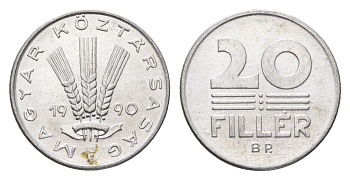 Венгрия 20 филлеров 1990 BP KM 676 алюминий UNC 4668-216