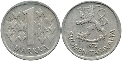 ФИНЛЯНДИЯ 1 МАРКА 1979 К KM 49а медно-никель 4391-1124
