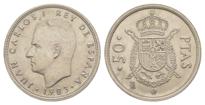 Испания 50 песет 1983 M, Хуан Карлос I (1975-2014) KM 825 медно-никель 4645-824