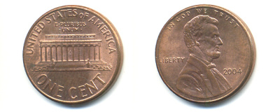 США 1 ЦЕНТ 2004 ЛИНКОЛЬН KM 201b цинк плакированный медью 86-458