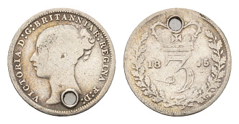 Великобритания 3 пенса 1875 Виктория (1837-1901) KM 730, Spink 3914 серебро 4643-1119