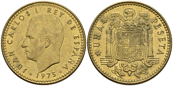 Испания 1 песета 1975 (80) Хуан Карлос I (1975-2014) KM 806 алюминиевая бронза 4604-231