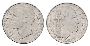 Италия 20 чентезимо 1941 KM 75b нержавеющая сталь 4674-664