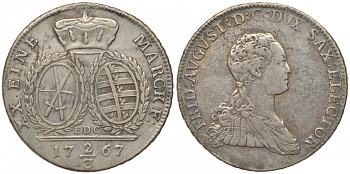 САКСОНИЯ 2/3 ТАЛЕРА 1767 E.D.C., ФРИДРИХ АВГУСТ III (1763-1806) KM 981 (C117) серебро 000-000