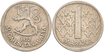 Финляндия 1 марка 1972 KM 49а медно-никель 4586-652