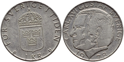 Швеция 1 крона 1978 Карл XVI Густав (1973- ) KM 852 медь плакированная медно-никелем 4397-911