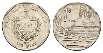 Куба 1 песо 2007 хижины Гуама KM 579 сталь плакированная никелем 4646-455