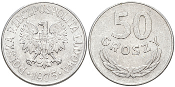 ПОЛЬША 50 ГРОШЕЙ 1975 MW KM 48.1 алюминий XF 190-446