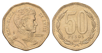 Чили 50 песо 1995 KM 219 алюминиевая бронза UNC 4148-433