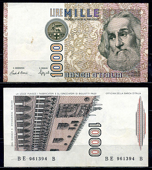 Италия 1000 лир 1982 Pick 109 b бумага 2119-40-2-1