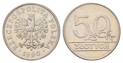 Польша 50 злотых 1990 год-тип Y 216 медно-никель UNC 4391-713