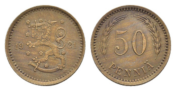 Финляндия 50 пенни 1921 KM 26 медно-никель 4658-855