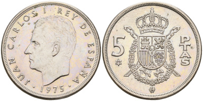 Испания 5 песет 1975 (77) Хуан Карлос I KM 807 медно-никель    4143-242