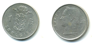 БЕЛЬГИЯ 1 ФРАНК 1973 BELGIE KM 143.1 медно-никель 23-712