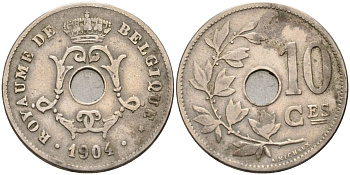 Бельгия 10 сантимов 1904 Belgique KM 52 медно-никель 4126-144