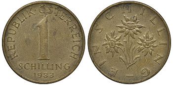 АВСТРИЯ 1 ШИЛЛИНГ 1983 KM 2886 алюминиевая бронза 72-1427