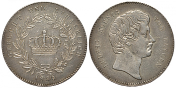 Бавария 1 талер 1826 (конвенцталер) KM 373, AKS 75, J. 23, Thun 47, Kahnt 74 серебро aUNC 00-000-00