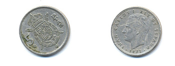 ИСПАНИЯ 5 ПЕСЕТ 1978 KM 807 медно-никель 54-1657