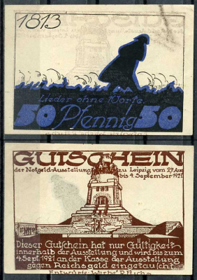 Германия, Лейпциг 50 пфеннигов 1921 нотгельд, итоги I-ой мировой войны Grabowski 784.1  бумага  UNC (пресс) 444-88-1-2