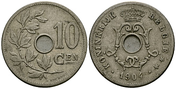 Бельгия 10 сантимов 1904 Belgie KM 53 медно-никель 4172-1147