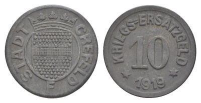 Крефельд 10 пфеннигов 1919 Funck 84.7A цинк 4636-824