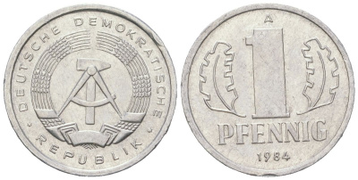 ГДР 1 пфенниг 1984 A KM 8.2 алюминий aUNC 201-627