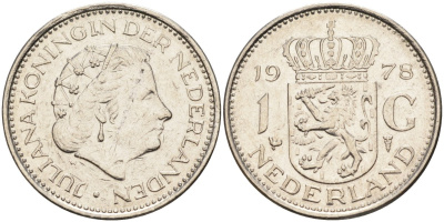 Нидерланды 1 гульден 1978 Юлиана (1948-1980) KM 184а никель 4171-133