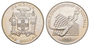 Ямайка 1 доллар 1982 Чемпионат мира по футболу 1982 KM 96 медно-никель BU 4634-723