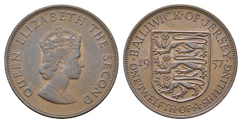 Джерси 1/12 шиллинга 1957 Елизавета II (1952-2022) KM 21 бронза 4634-413