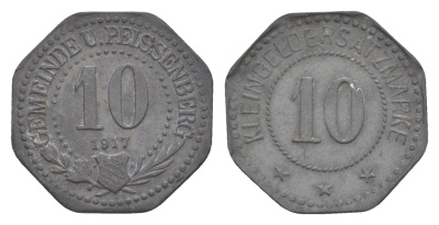 Унтер-Пайсенберг 10 пфеннигов 1917 Funck 557.2 цинк 4636-1222
