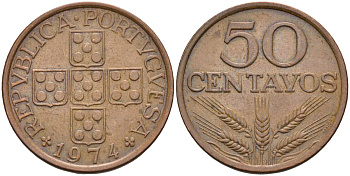 Португалия 50 сентаво 1974 KM 596 бронза 4126-555