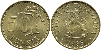 Финляндия 50 пенни 1986 N KM 48 алюминиевая бронза 4364-3231