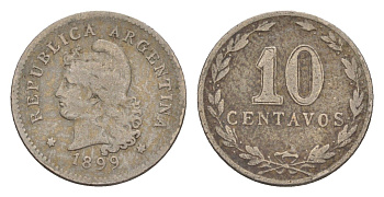 Аргентина 10 сентаво 1899 KM 35 медно-никель 4655-967