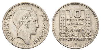 Франция 10 франков 1948 B KM 909.2 медно-никель    4660-246