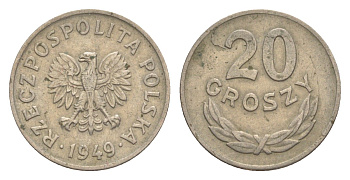 Польша 20 грошей 1949 Y 43 медно-никель 4636-421
