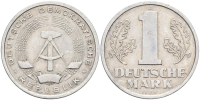 ГДР 1 марка 1956 А KM 13 алюминий 4571-723