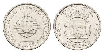 Португальский Тимор 3 эскудо 1958 год-тип KM 14 серебро 4669-811