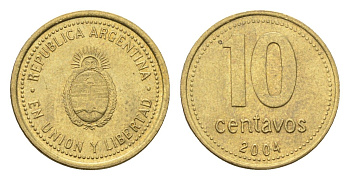 Аргентина 10 сентаво 2004 KM 107 алюминиевая бронза aUNC 4664-568
