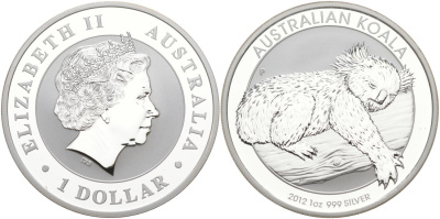 Австралия 1 доллар 2012 коала KM 1828 серебро PROOF 00-000-00