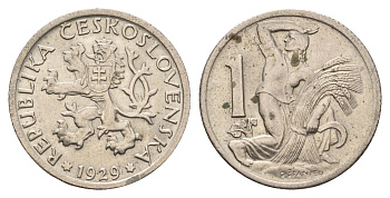 Чехословакия 1 крона 1929 KM 4 медно-никель 83-122